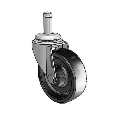 Regent Grip Ring Polished Nickel Swivel Caster with 2.5 x .8125 Black Polyolefin Wheel