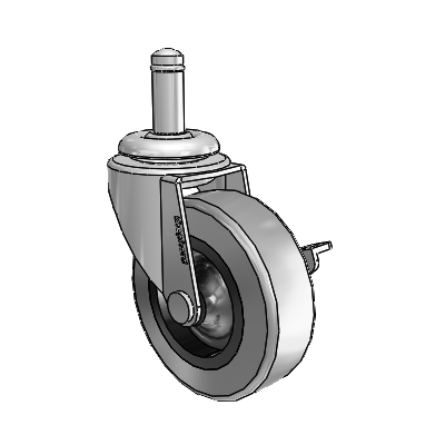 Regent Grip Ring Polished Nickel Swivel Caster with 2.5 x .8125 Grey Thermoplastic Rubber Wheel and Side Brake
