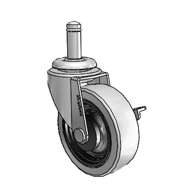 Regent Grip Ring Polished Nickel Swivel Caster with 2.5 x .8125 Grey Thermoplastic Urethane Wheel and Side Brake
