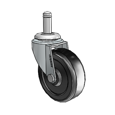 Regent Grip Ring Zinc Swivel Caster with 2.5 x .8125 Black Hard Rubber Wheel