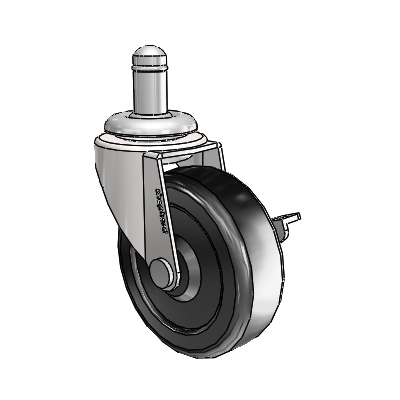 Regent Grip Ring Bright Chrome Swivel Caster with 2.5 x .8125 Black Hard Rubber Wheel and Side Brake