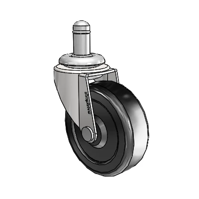 Regent Grip Ring Bright Chrome Swivel Caster with 2.5 x .8125 Black Soft Rubber Wheel
