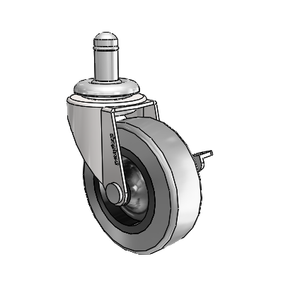 Regent Grip Ring Bright Chrome Swivel Caster with 2.5 x .8125 Grey Thermoplastic Rubber Wheel and Side Brake
