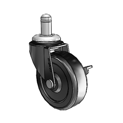 Regent Grip Ring Black Oxide Swivel Caster with 2.5 x .8125 Soft Rubber Wheel and Side Brake