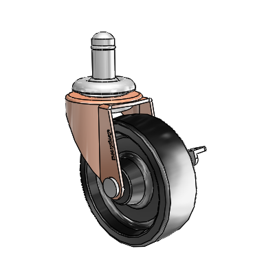 Regent Grip Ring Copper Oxide Swivel Caster with 2.5 x .8125 Black Polyolefin Wheel and Side Brake