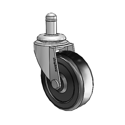Regent Grip Ring Polished Nickel Swivel Caster with 2.5 x .8125 Black Hard Rubber Wheel