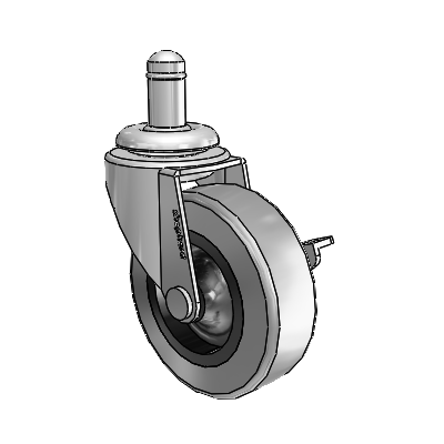 Regent Grip Ring Polished Nickel Swivel Caster with 2.5 x .8125 Grey Thermoplastic Rubber Wheel and Side Brake