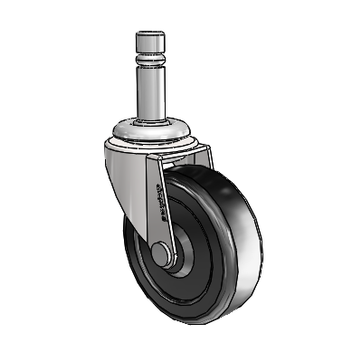 Regent Grip Ring Bright Chrome Swivel Caster with 2.5 x .8125 Black Soft Rubber Wheel