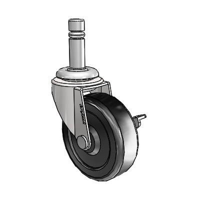 Regent Grip Ring Bright Chrome Swivel Caster with 2.5 x .8125 Black Soft Rubber Wheel and Side Brake