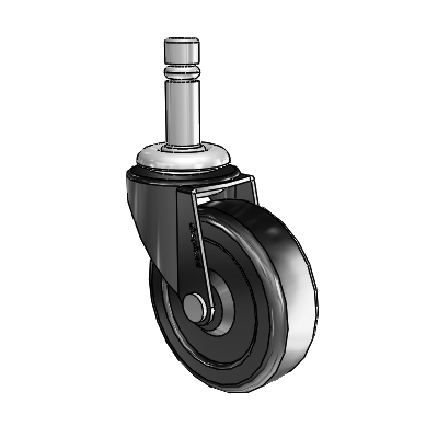 Regent Grip Ring Black Oxide Swivel Caster with 2.5 x .8125 Hard Rubber Wheel