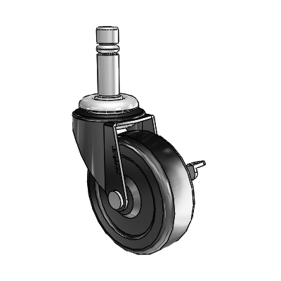 Regent Grip Ring Black Oxide Swivel Caster with 2.5 x .8125 Hard Rubber Wheel and Side Brake