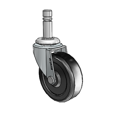 Regent Grip Ring Zinc Swivel Caster with 2.5 x .8125 Black Soft Rubber Wheel