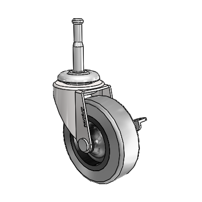 Regent Grip Neck Bright Chrome Swivel Caster with 2.5 x .8125 Grey Thermoplastic Rubber Wheel and Side Brake