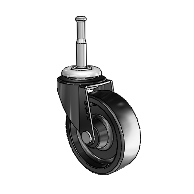 Regent Grip Neck Black Oxide Swivel Caster with 2.5 x .8125 Polyolefin Wheel