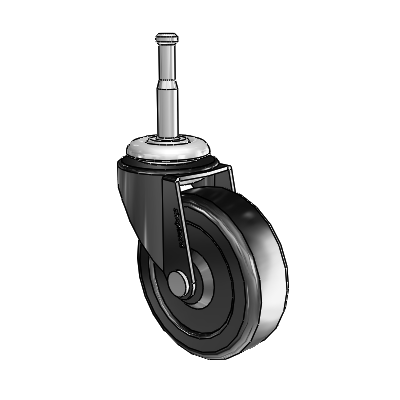 Regent Grip Neck Black Oxide Swivel Caster with 2.5 x .8125 Hard Rubber Wheel