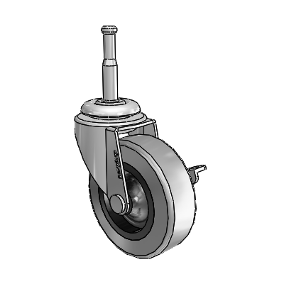 Regent Grip Neck Polished Nickel Swivel Caster with 2.5 x .8125 Grey Thermoplastic Rubber Wheel and Side Brake