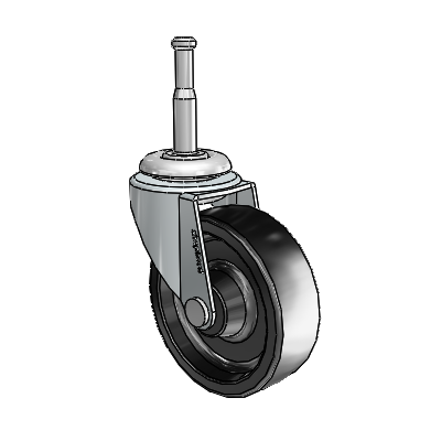 Roulette pivotante Regent Grip Neck en zinc avec roue en polyoléfine noire de 2,5 x 0,8125