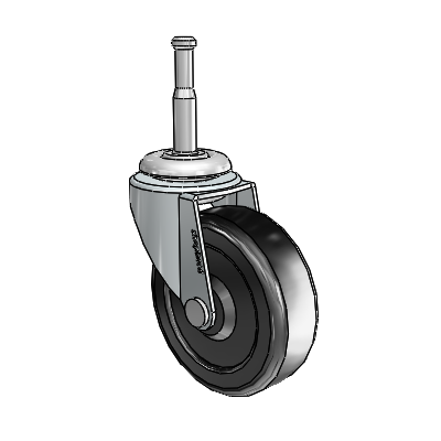 Roulette pivotante Regent Grip Neck en zinc avec roue en caoutchouc souple noir de 2,5 x 0,8125