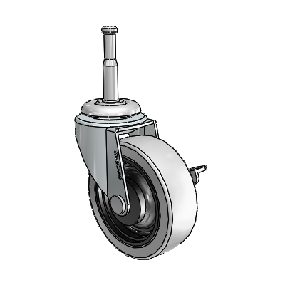 Regent Grip Neck Zinc Swivel Caster with 2.5 x .8125 Grey Thermoplastic Urethane Wheel and Side Brake