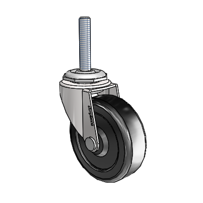 Regent Threaded Stem Bright Chrome Swivel Caster with 2.5 x .8125 Black Hard Rubber Wheel