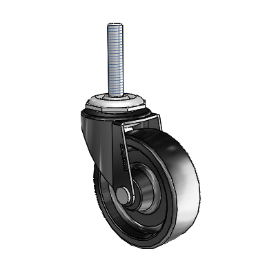 Regent Threaded Stem Black Oxide Swivel Caster with 2.5 x .8125 Polyolefin Wheel