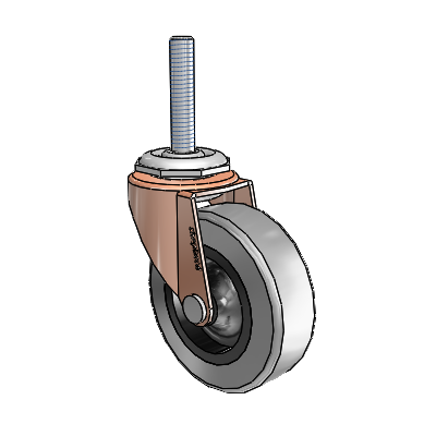 Regent Threaded Stem Copper Oxide Swivel Caster with 2.5 x .8125 Grey Thermoplastic Rubber Wheel