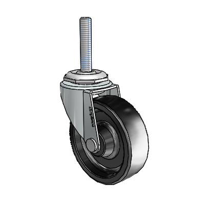 Regent Threaded Stem Zinc Swivel Caster with 2.5 x .8125 Black Polyolefin Wheel