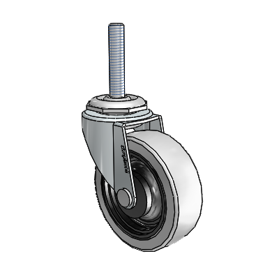 Regent Threaded Stem Zinc Swivel Caster with 2.5 x .8125 Grey Thermoplastic Urethane Wheel