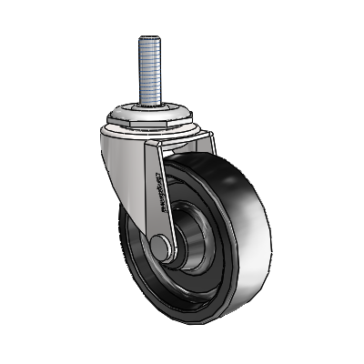 Regent Threaded Stem Bright Chrome Swivel Caster with 2.5 x .8125 Black Polyolefin Wheel