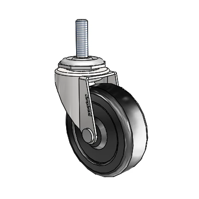 Regent Threaded Stem Bright Chrome Swivel Caster with 2.5 x .8125 Black Soft Rubber Wheel