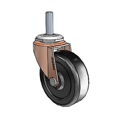 Regent Threaded Stem Copper Oxide Swivel Caster with 2.5 x .8125 Black Soft Rubber Wheel