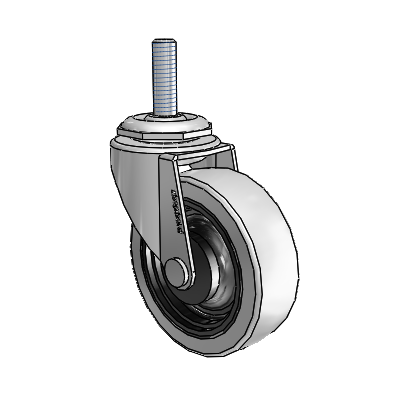 Regent Threaded Stem Polished Nickel Swivel Caster with 2.5 x .8125 Grey Thermoplastic Urethane Wheel