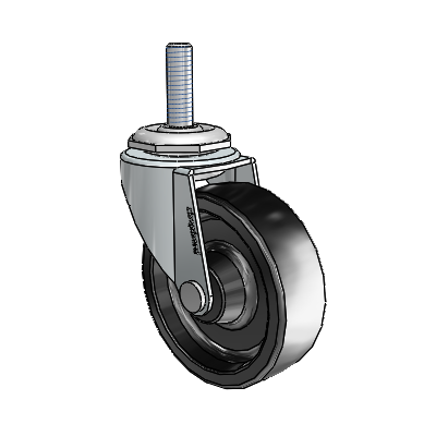 Regent Threaded Stem Zinc Swivel Caster with 2.5 x .8125 Black Polyolefin Wheel