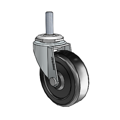 Regent Threaded Stem Zinc Swivel Caster with 2.5 x .8125 Black Hard Rubber Wheel