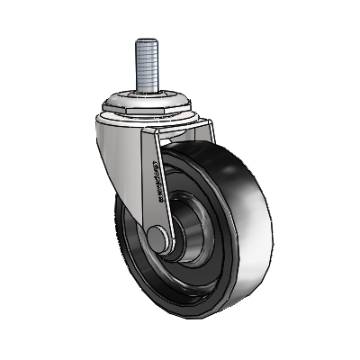Regent Threaded Stem Bright Chrome Swivel Caster with 2.5 x .8125 Black Polyolefin Wheel