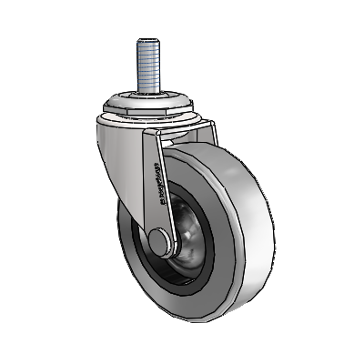 Regent Threaded Stem Bright Chrome Swivel Caster with 2.5 x .8125 Grey Thermoplastic Rubber Wheel