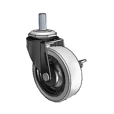 Regent Threaded Stem Black Oxide Swivel Caster with 2.5 x .8125 Grey Thermoplastic Urethane Wheel and Side Brake