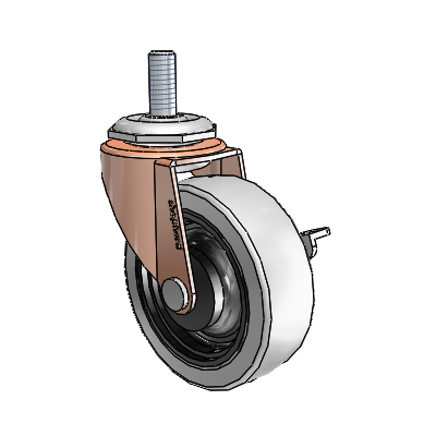 Regent Threaded Stem Copper Oxide Swivel Caster with 2.5 x .8125 Grey Thermoplastic Urethane Wheel and Side Brake
