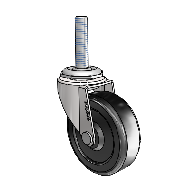 Regent Threaded Stem Bright Chrome Swivel Caster with 2.5 x .8125 Black Soft Rubber Wheel