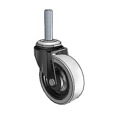 Roulette pivotante Regent à tige filetée, finition oxydée noire, équipée d'une roue en uréthane thermoplastique gris de 2,5 x 0,8125