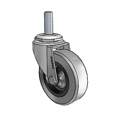 Regent Threaded Stem Polished Nickel Swivel Caster with 2.5 x .8125 Grey Thermoplastic Rubber Wheel