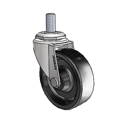 Regent Threaded Stem Bright Chrome Swivel Caster with 2.5 x .8125 Black Polyolefin Wheel