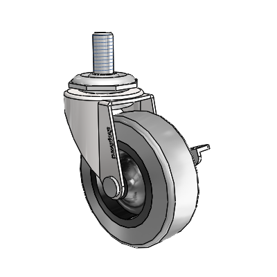 Regent Threaded Stem Bright Chrome Swivel Caster with 2.5 x .8125 Grey Thermoplastic Rubber Wheel and Side Brake
