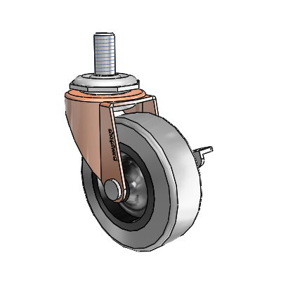 Regent Threaded Stem Copper Oxide Swivel Caster with 2.5 x .8125 Grey Thermoplastic Rubber Wheel and Side Brake