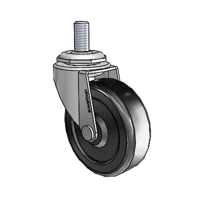 Regent Threaded Stem Polished Nickel Swivel Caster with 2.5 x .8125 Black Hard Rubber Wheel