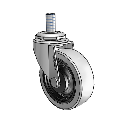Regent Threaded Stem Polished Nickel Swivel Caster with 2.5 x .8125 Grey Thermoplastic Urethane Wheel
