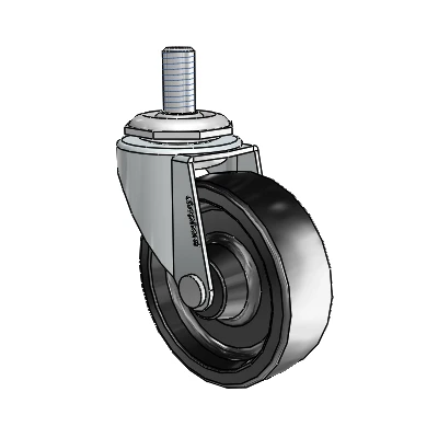 Regent Threaded Stem Zinc Swivel Caster with 2.5 x .8125 Black Polyolefin Wheel