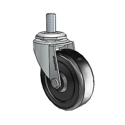 Regent Threaded Stem Zinc Swivel Caster with 2.5 x .8125 Black Soft Rubber Wheel