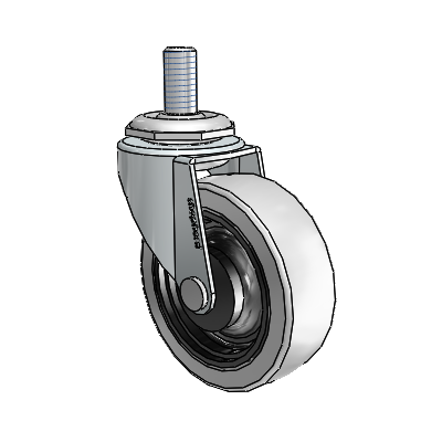 Regent Threaded Stem Zinc Swivel Caster with 2.5 x .8125 Grey Thermoplastic Urethane Wheel