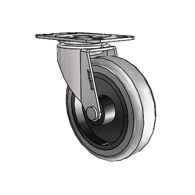 Regent Top Plate Bright Chrome Swivel Caster with 3 x .8125 Grey Thermoplastic Rubber Wheel